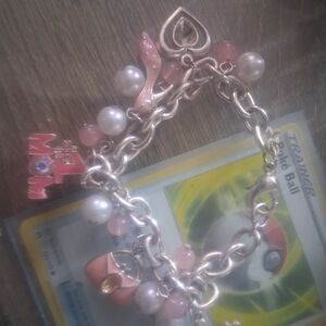 Pink and Silver Charm Bracelet